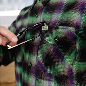 DIXXON Steve Caballero Halloween Green and Purple Plaid Men's Shirt